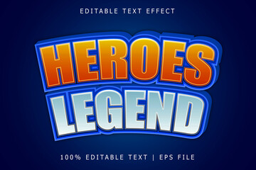 Fototapeta na wymiar Heroes Legend Editable Text Effect 3 Dimension Emboss Modern Style