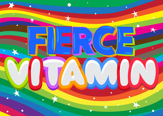 Fototapeta premium Fierce Vitamin. Word written with Children's font in cartoon style.