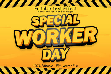 Special Worker Day Editable Text Effect 3 Dimension Emboss Cartoon Style