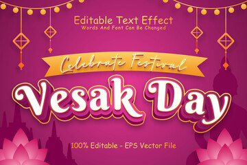 Celebrate Festival Vesak Day Editable Text Effect 3 Dimension Emboss Modern Style