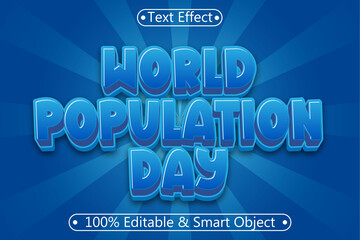 World Population Day Editable Text Effect 3 dimension Emboss Modern Style