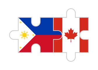 puzzle pieces of philippines and canada flags. vector illustration isolated on white background