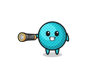 spiky ball mascot holding flashlight