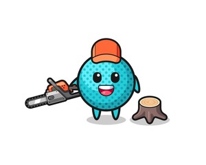 spiky ball lumberjack character holding a chainsaw