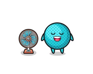 cute spiky ball is standing in front of the fan