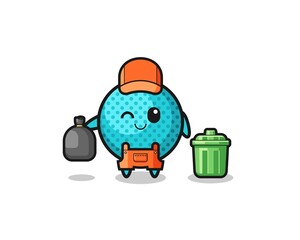 Obraz na płótnie Canvas the mascot of cute spiky ball as garbage collector