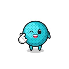 spiky ball character doing Korean finger heart