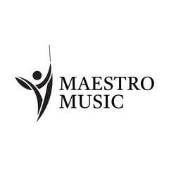 Maestro Orchestra Music Vector Logo With Conductor Illustration.