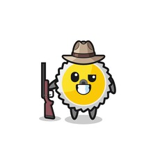 Fototapeta premium saw blade hunter mascot holding a gun