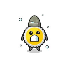 cute cartoon saw blade with shivering expression