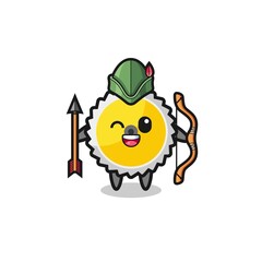 saw blade cartoon as medieval archer mascot