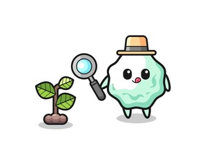cute chewing gum herbalist researching a plants