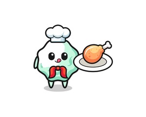 chewing gum fried chicken chef cartoon character