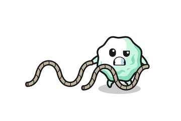 illustration of chewing gum doing battle rope workout