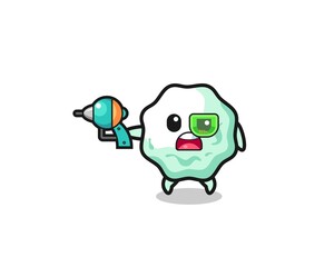 cute chewing gum holding a future gun