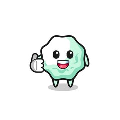 chewing gum mascot doing thumbs up gesture