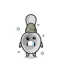 cute cartoon spoon with shivering expression
