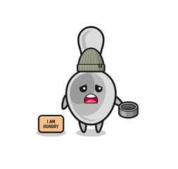 cute spoon beggar cartoon character