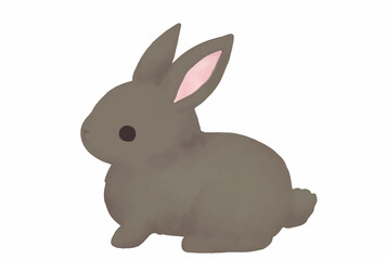 黒うさぎのイラスト　水彩　ベクター
