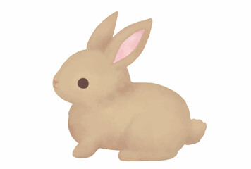 うさぎのイラスト　水彩　茶色　ベクター