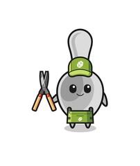 cute spoon as gardener mascot