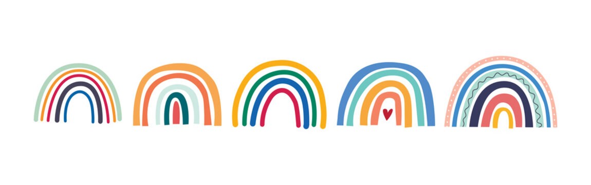 Trendy rainbows vector illustrations