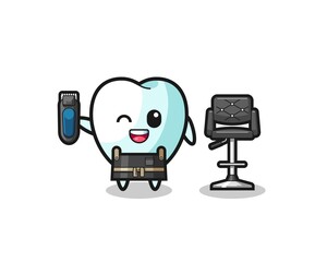 Fototapeta premium tooth barbershop is holding a trimer