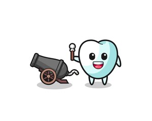 cute tooth shoot using cannon