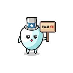 tooth cartoon as uncle Sam holding the banner I want you