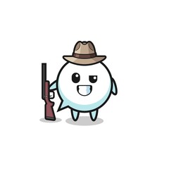 speech bubble hunter mascot holding a gun