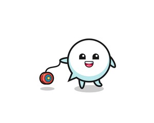 cartoon of cute speech bubble playing a yoyo