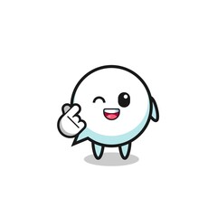 speech bubble character doing Korean finger heart