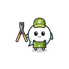 cute speech bubble as gardener mascot