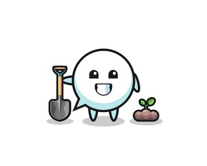 cute speech bubble cartoon is planting a tree seed