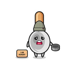 cute cooking spoon beggar cartoon character