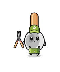 cute cooking spoon as gardener mascot