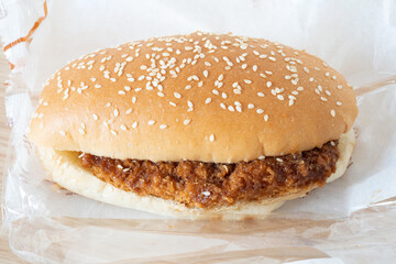 Hamburger on table