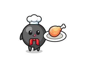comma symbol fried chicken chef cartoon character