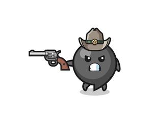 the comma symbol cowboy shooting with a gun