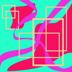 Vector illustration. Colorful dynamic abstract background, poster, banner. Modern, ribbons, rectangle, turquoise, pink, purple.