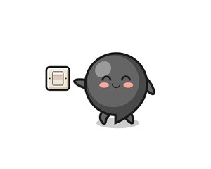 cartoon comma symbol is turning off light