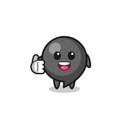 comma symbol mascot doing thumbs up gesture