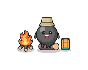 camping illustration of the comma symbol cartoon