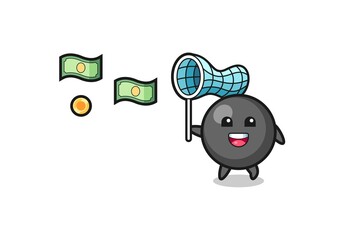 illustration of the dot symbol catching flying money