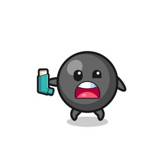 dot symbol mascot having asthma while holding the inhaler