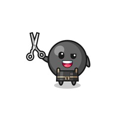 dot symbol character as barbershop mascot