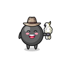 Obraz premium dot symbol zookeeper mascot with a parrot