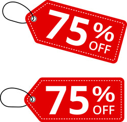 Special offer 75% off label or price tag on white background, vector illustration