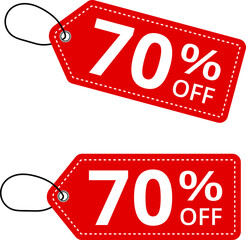 Special offer 70% off label or price tag on white background, vector illustration