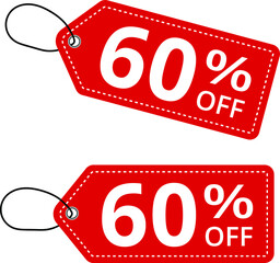 Special offer 60% off label or price tag on white background, vector illustration